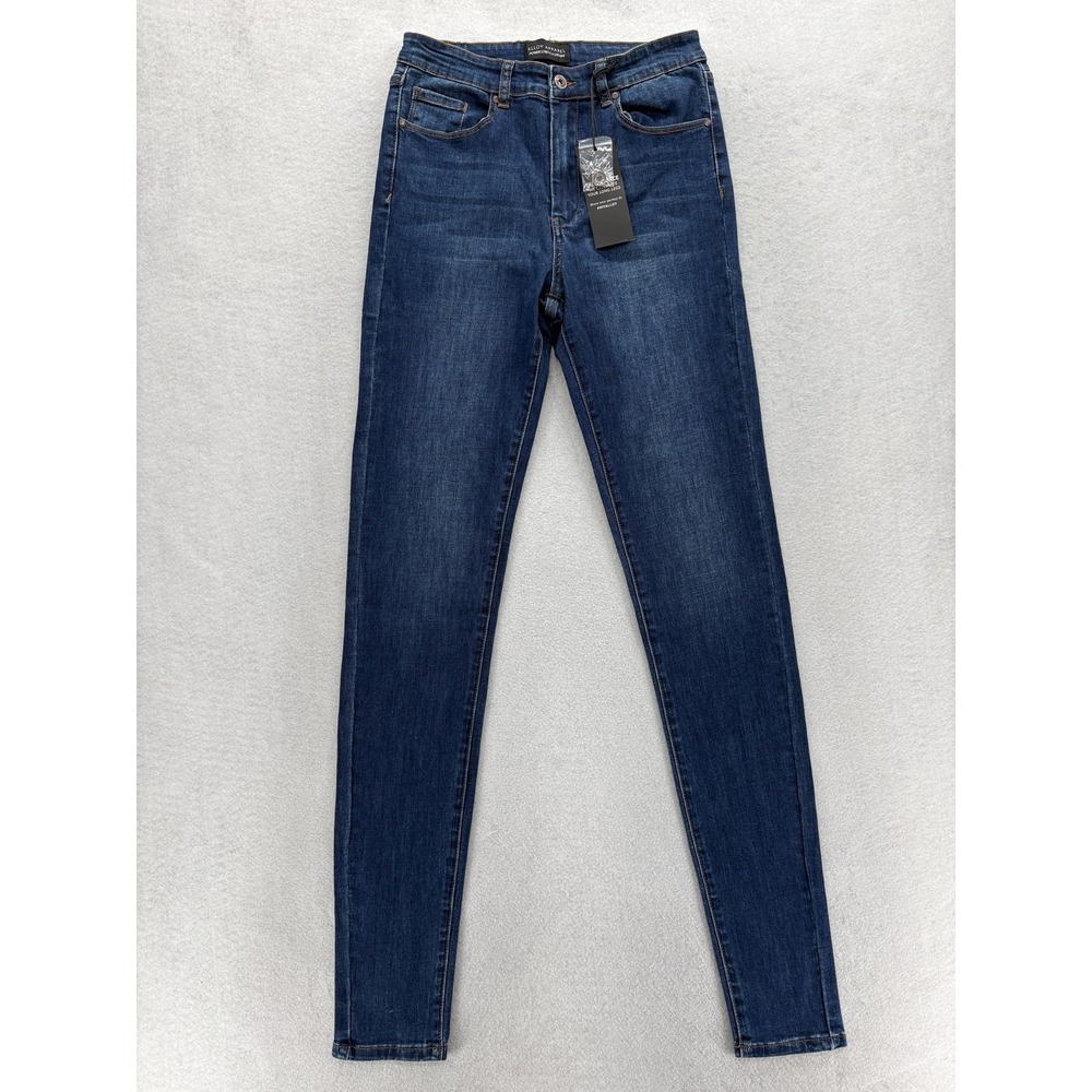 Alloy Apparel Power Stretch Skinny Jeans Womens 8x35 Tall Blue Dark Wash Pants